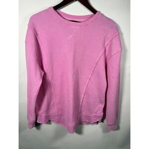 SUNNY SIDE BY SUNDRY Pink Waffle‎ Knit Diagonal Seam Sweatshirt Top L